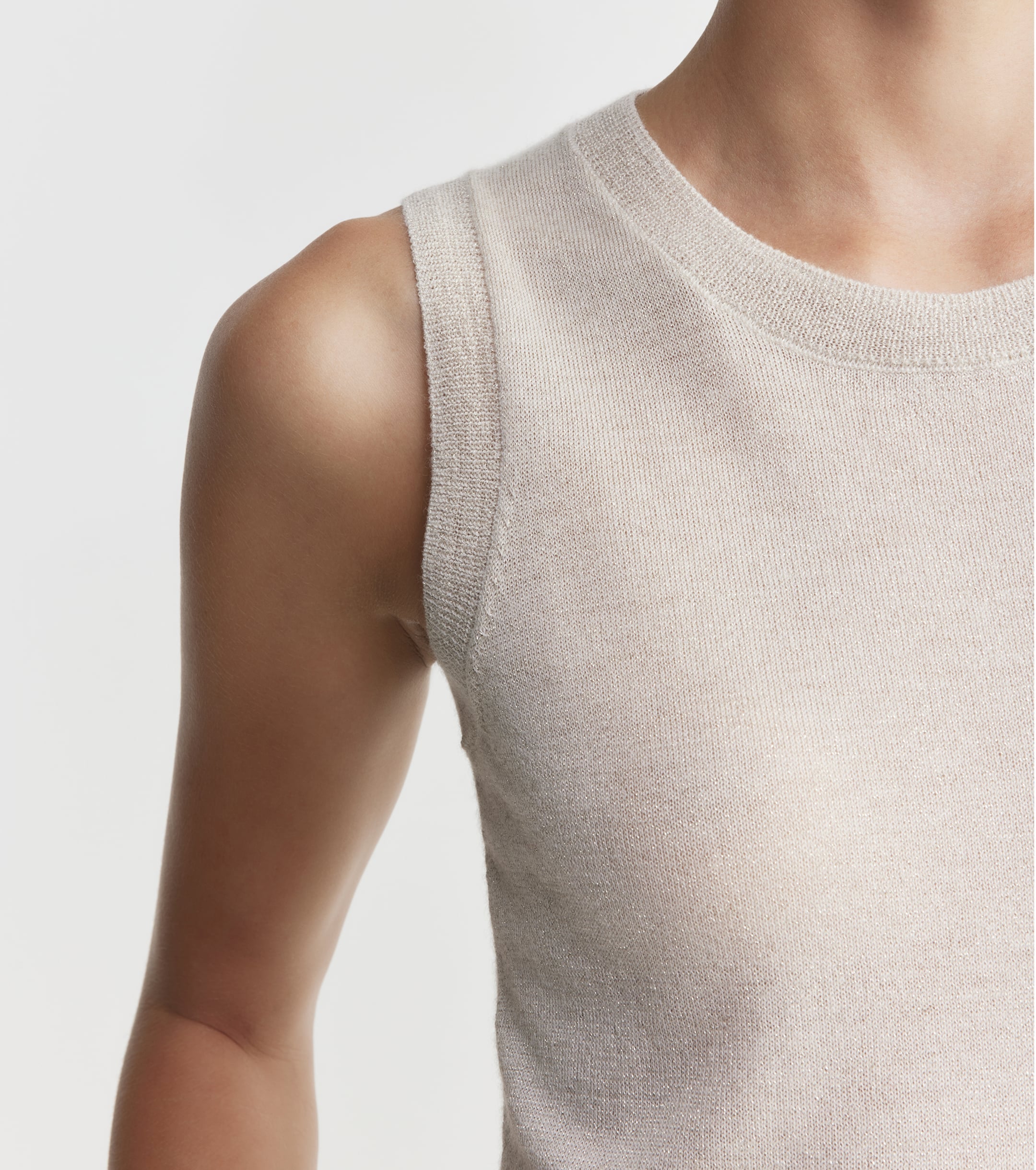 Cashmere Lurex Tank - Champagne