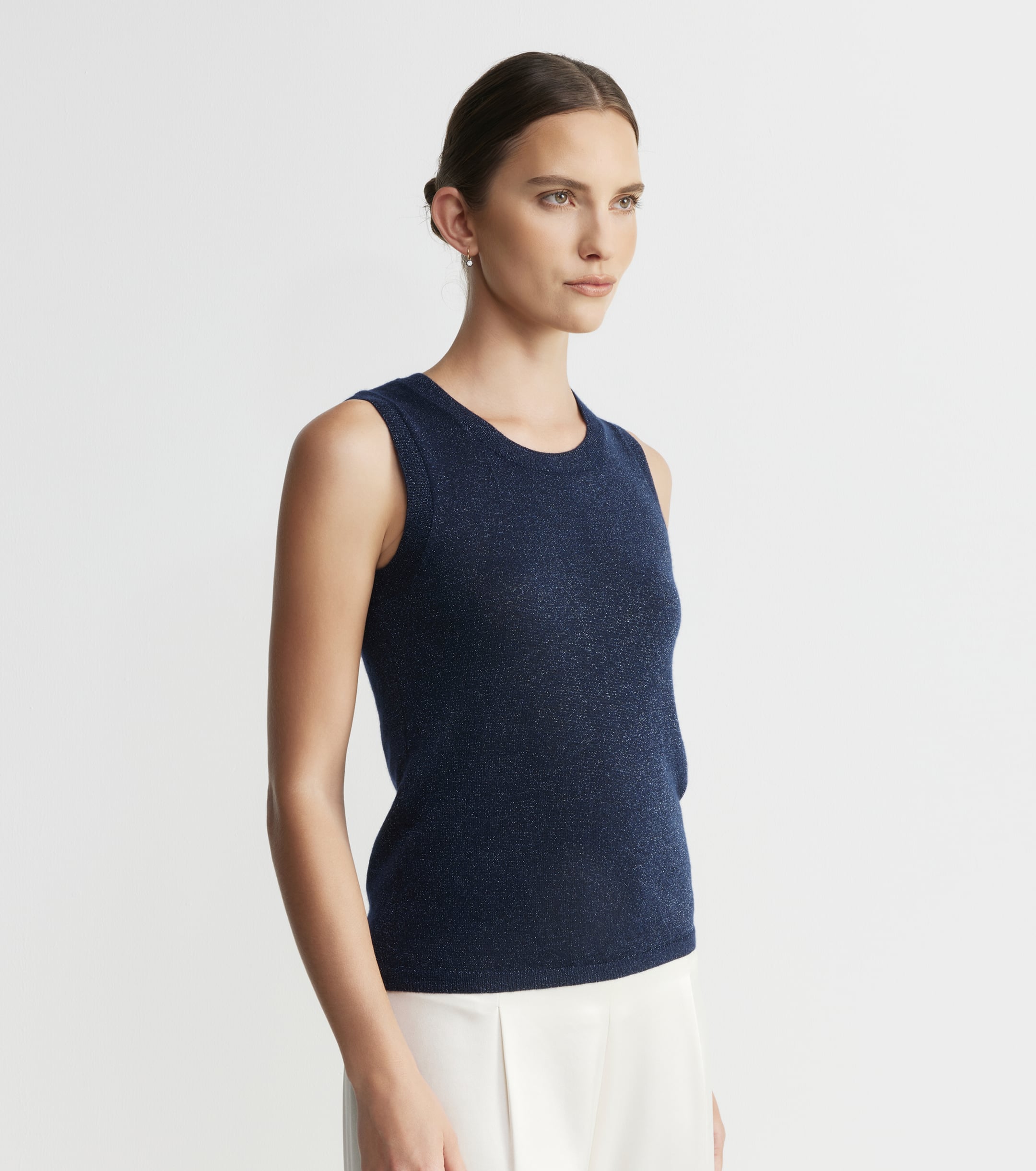 Cashmere Lurex Tank - Sapphire
