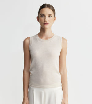 Cashmere Lurex Tank - Champagne