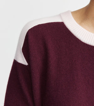 Cashmere Two Tone Saddle Sweater - Burgundy/Pink