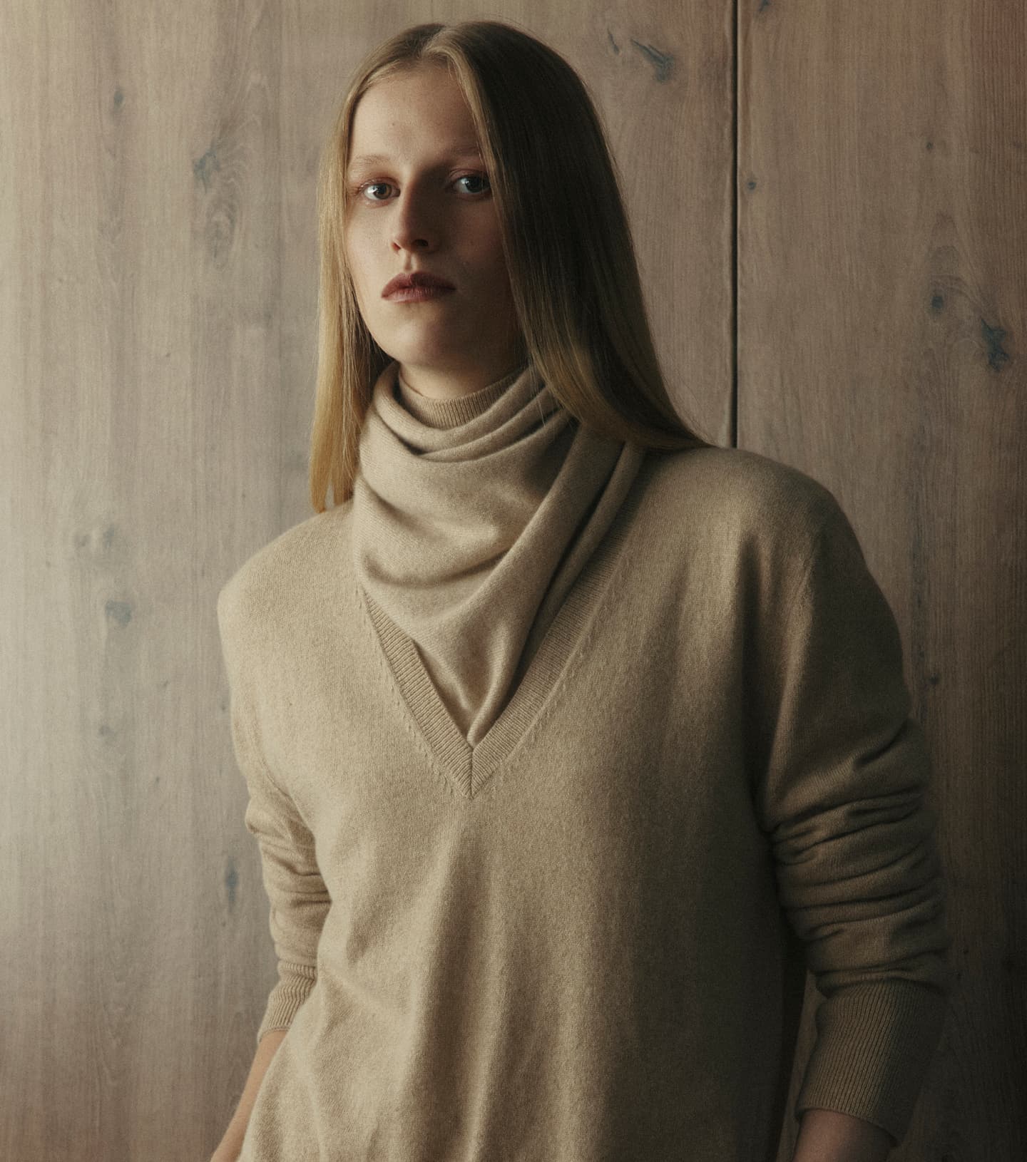 Baby Cashmere Triangle Scarf - Camel Melange