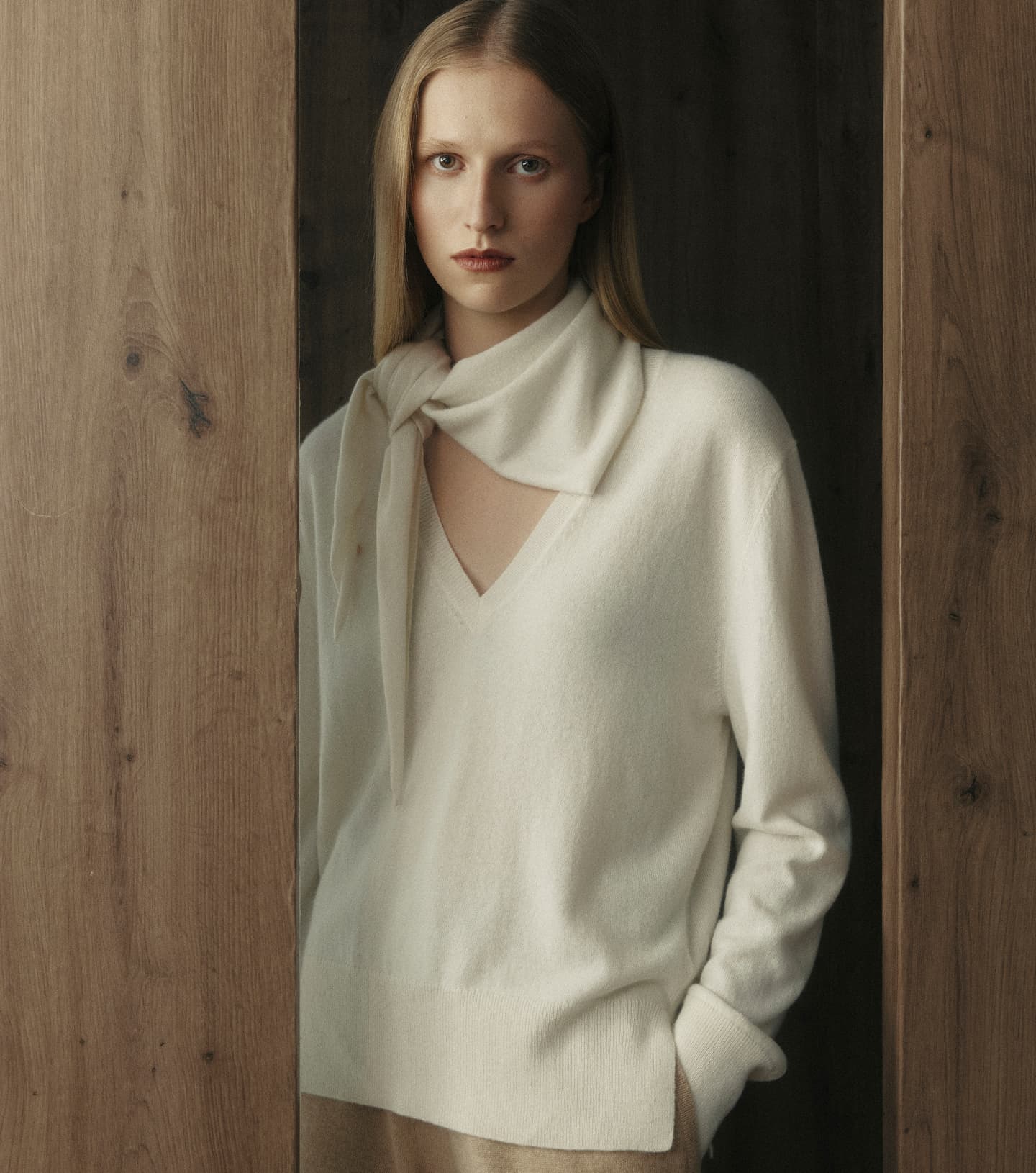 Baby Cashmere Triangle Scarf - Cream
