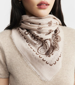 Cashmere Bandana Scarf - Sand/Cacao