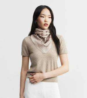 Cashmere Bandana Scarf - Sand/Cacao