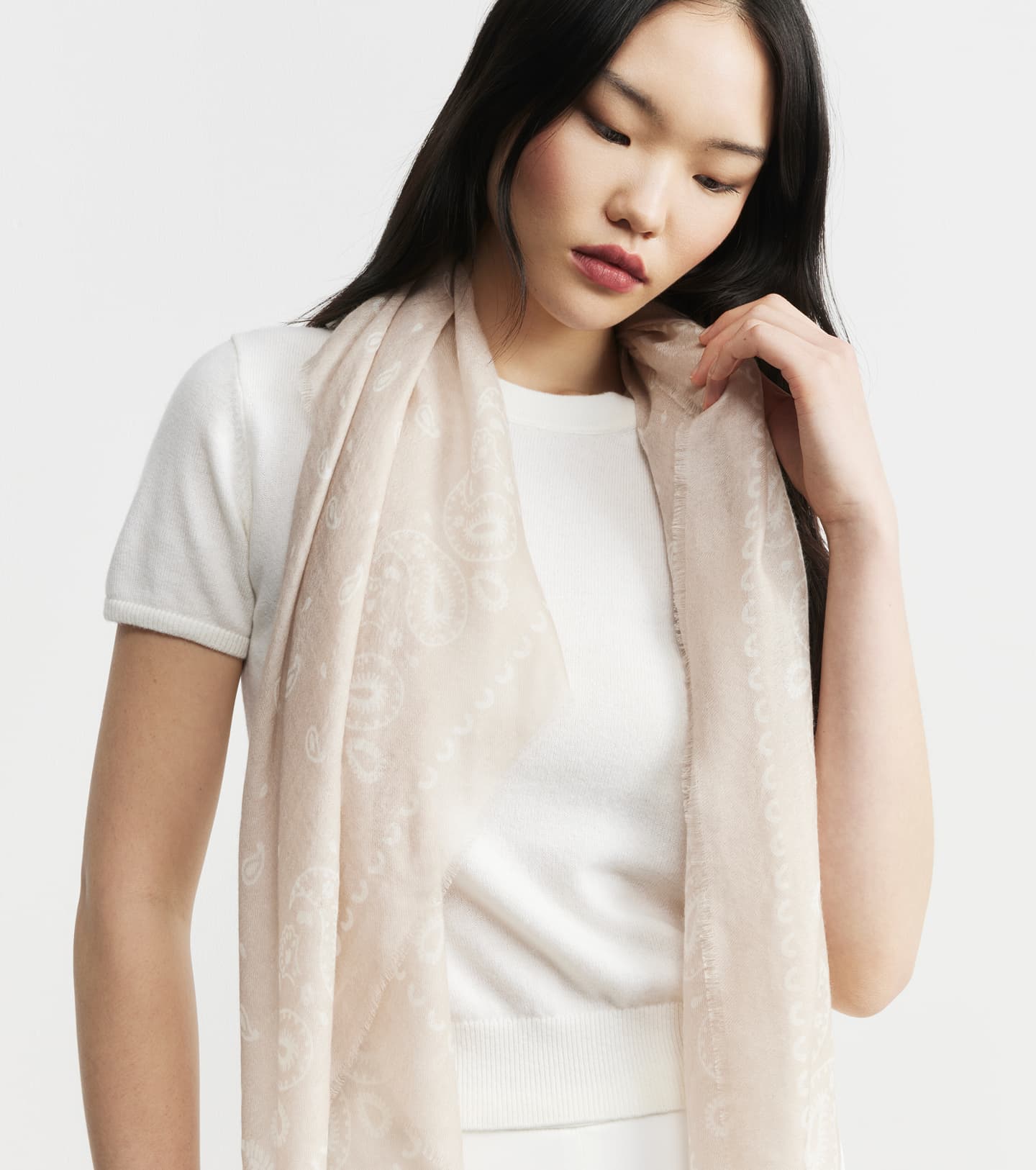Cashmere Bandana Scarf - Sand/Cream