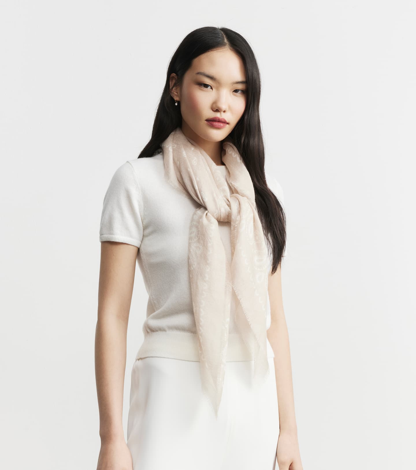 Cashmere Bandana Scarf - Sand/Cream