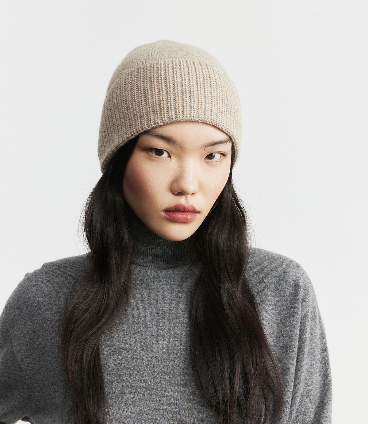 Cashmere Rib Beanie - Birch