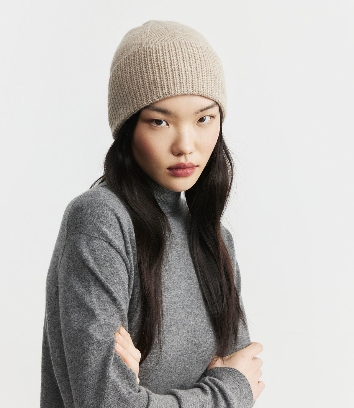 Cashmere Rib Beanie - Birch