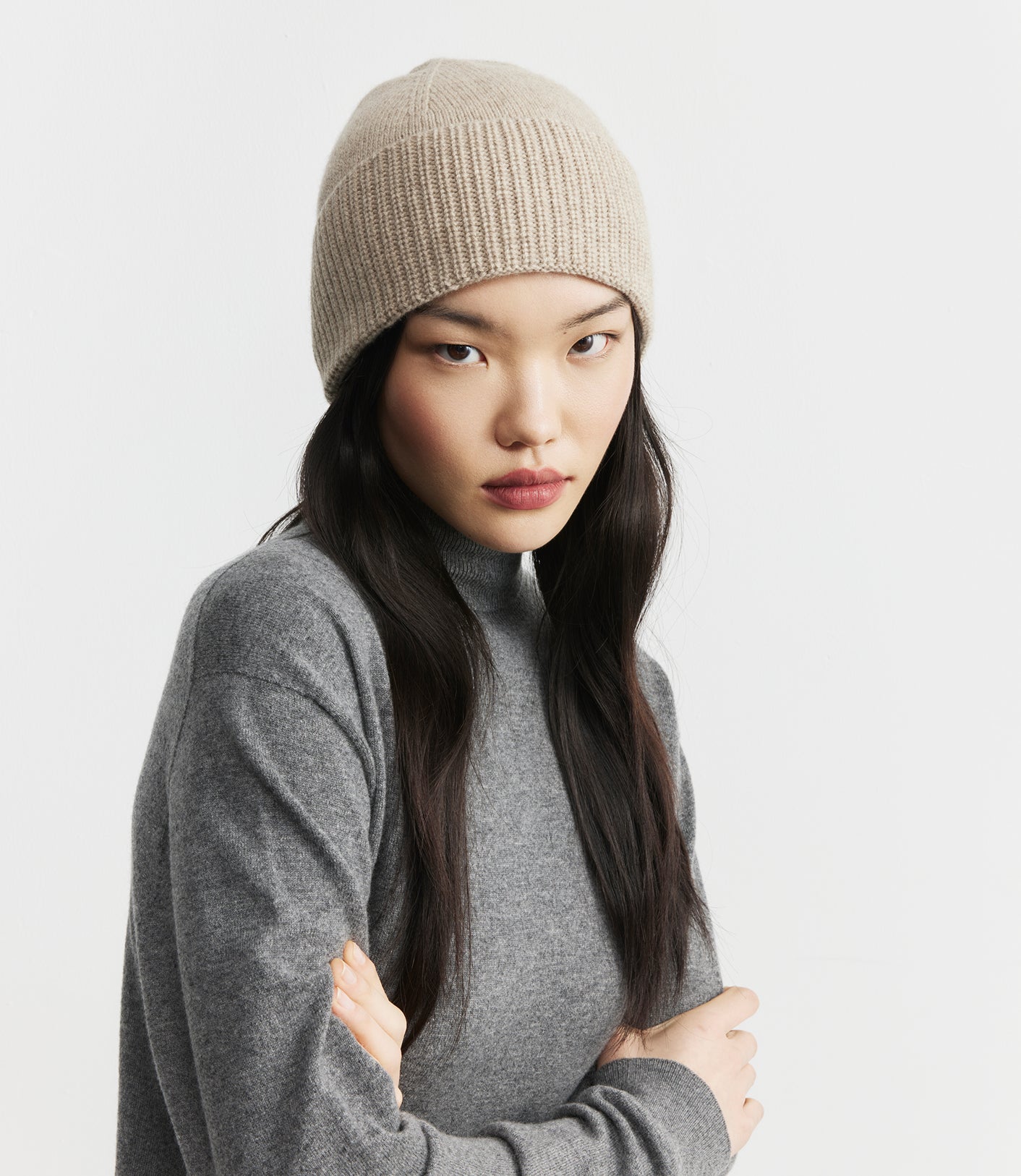Cashmere Rib Beanie - Birch