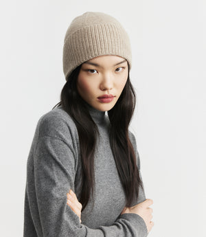 Cashmere Rib Beanie - Birch