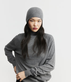 Cashmere Rib Beanie - Graphite