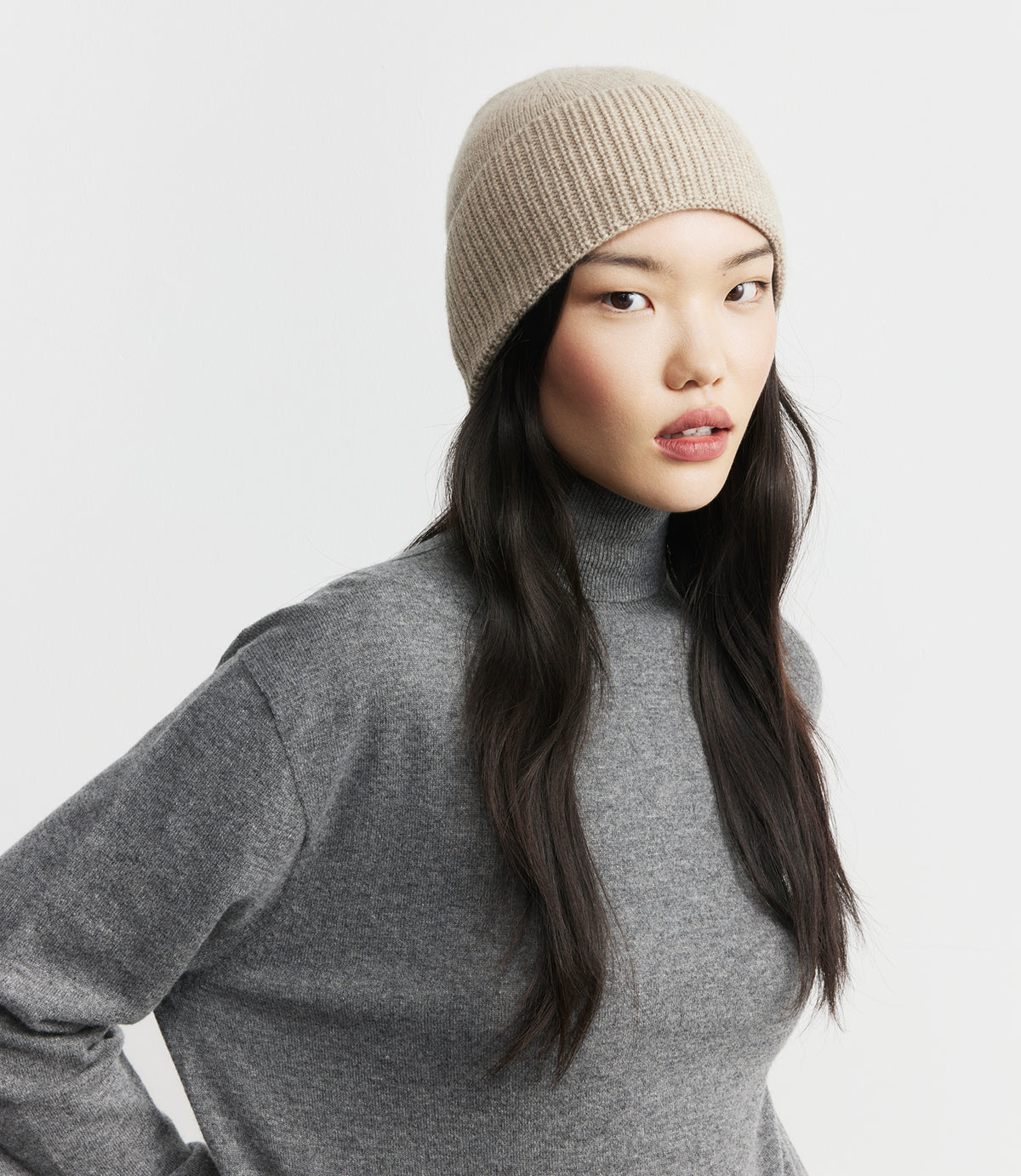 Cashmere Rib Beanie - Birch
