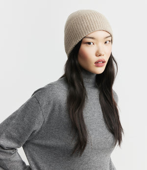 Cashmere Rib Beanie - Birch