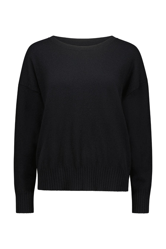 Essential Cashmere Relaxed Crewneck - Black