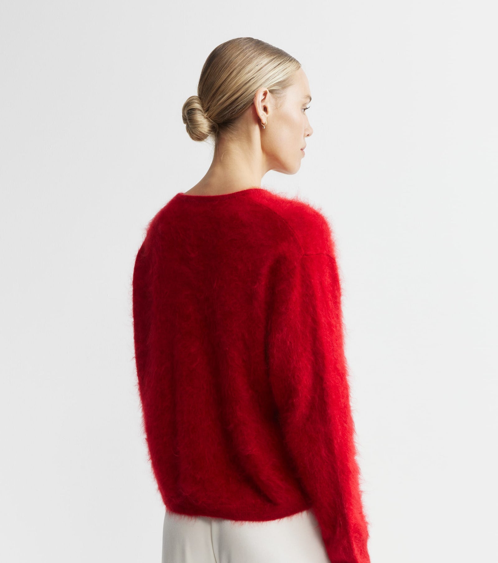 Brushed Cashmere Relaxed Cardigan - Red