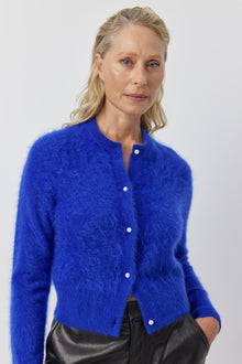  Brushed Cashmere Cardigan - Cobalt