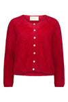 Brushed Cashmere Crew Cardigan - Red