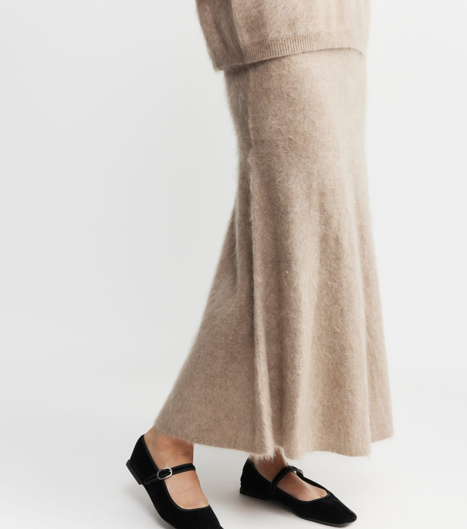 Brushed Cashmere Aline Skirt - Walnut