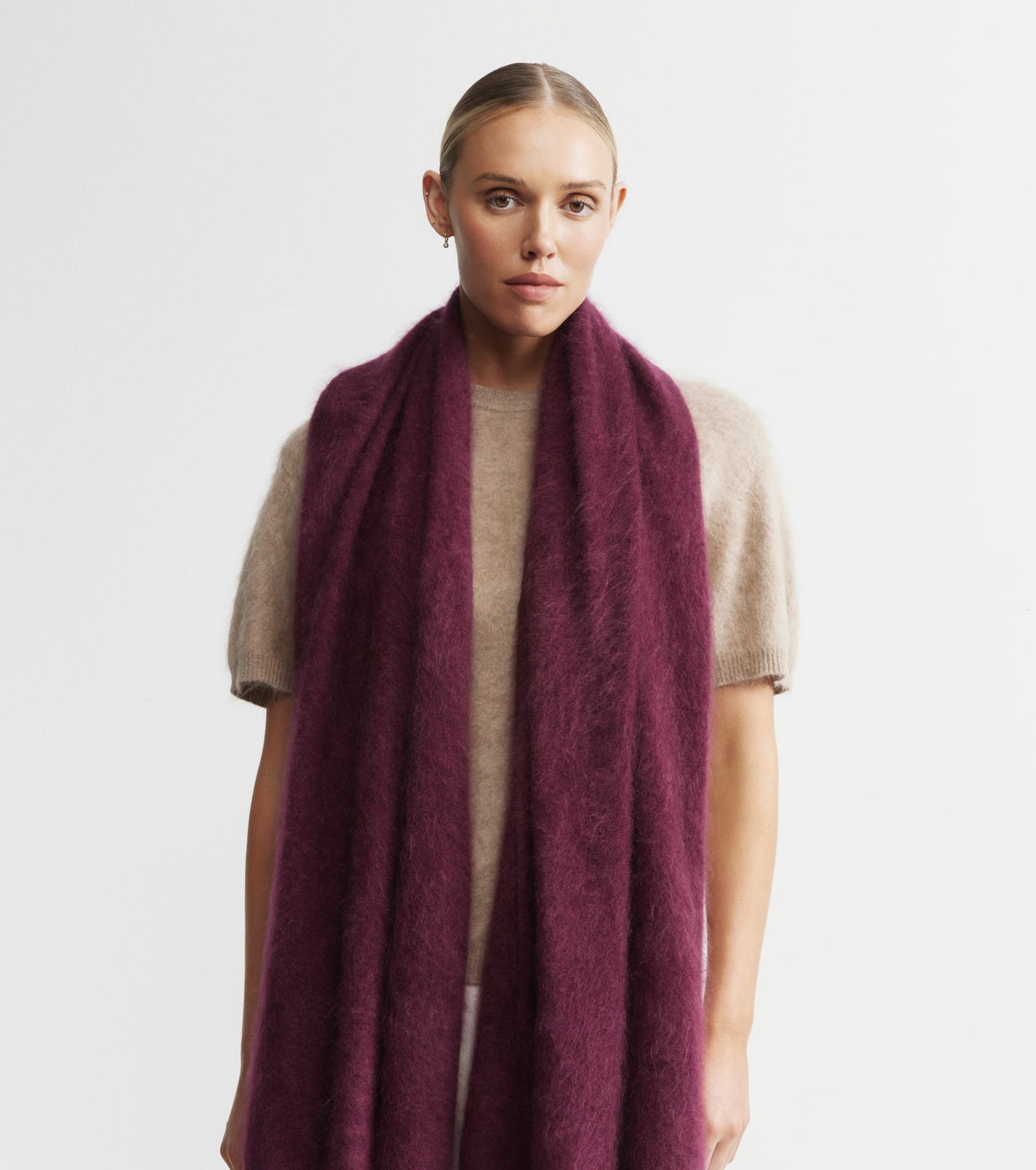 Brushed Cashmere Wrap - Burgundy