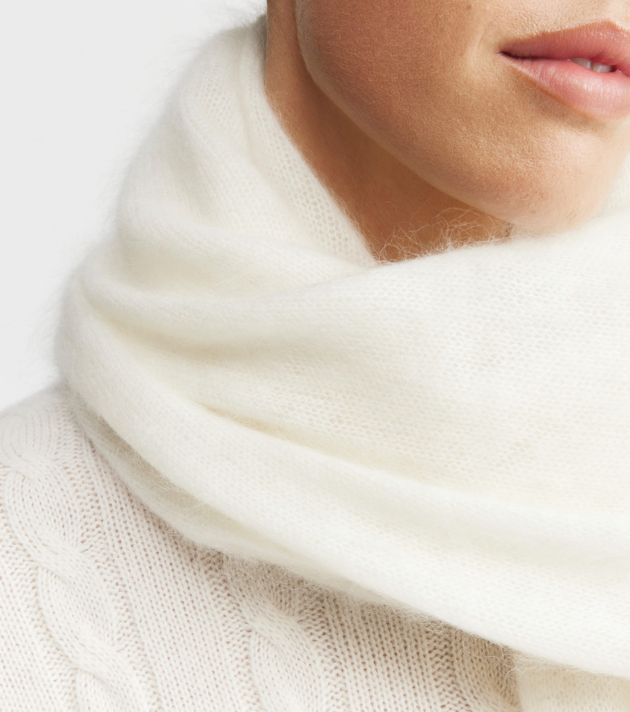 Brushed Cashmere Wrap - Cream
