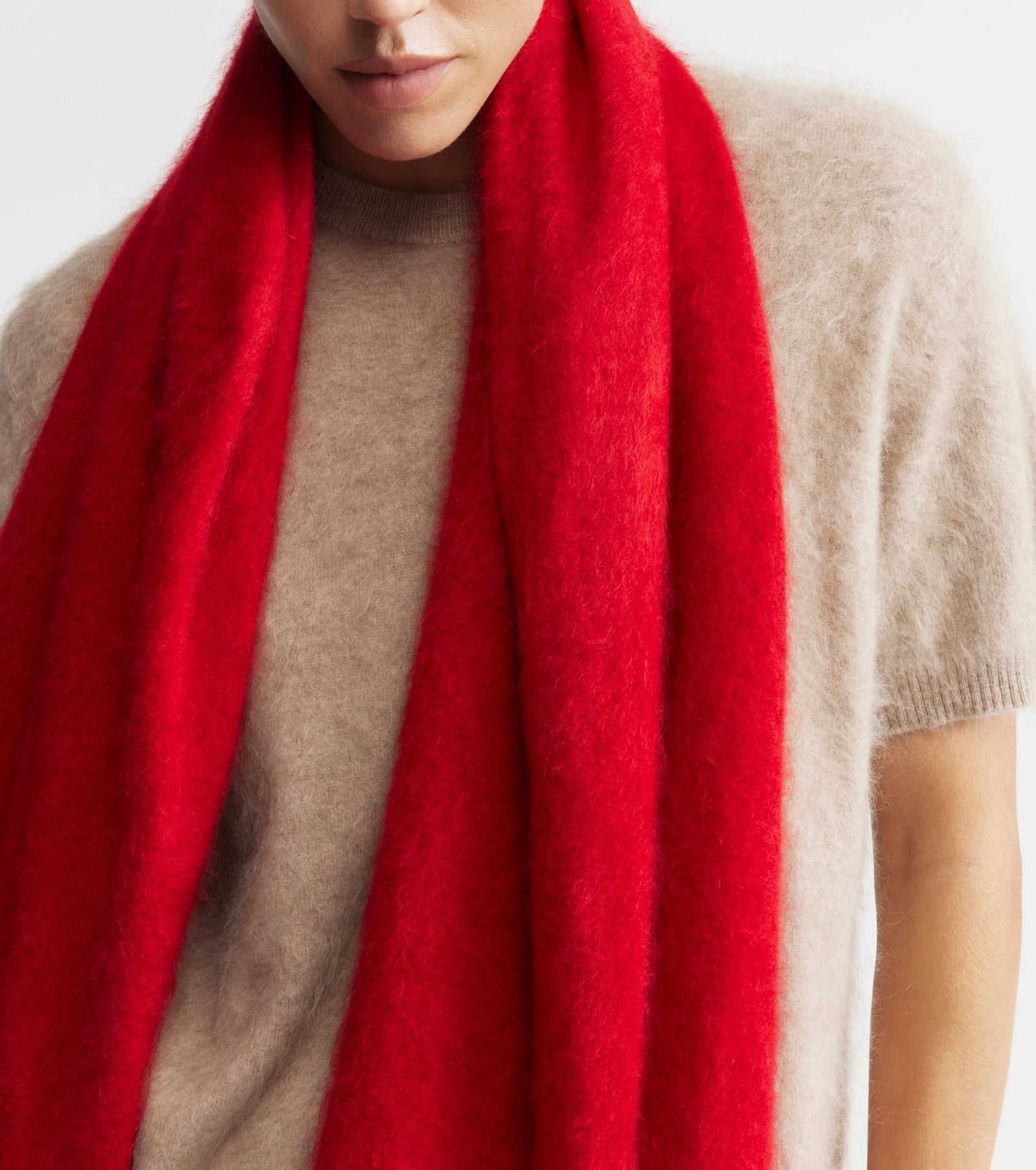 Brushed Cashmere Wrap - Red