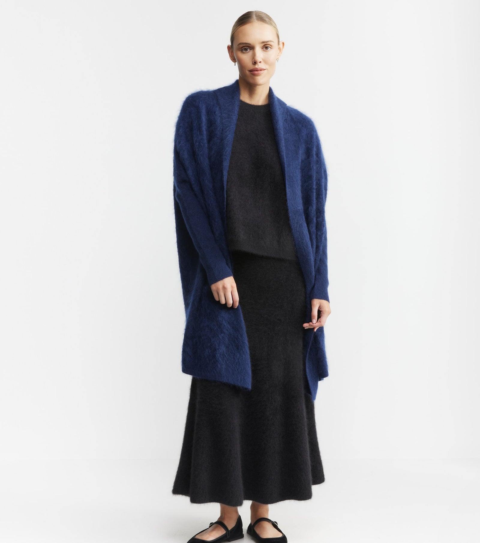 Brushed Cashmere Coatigan - Navy