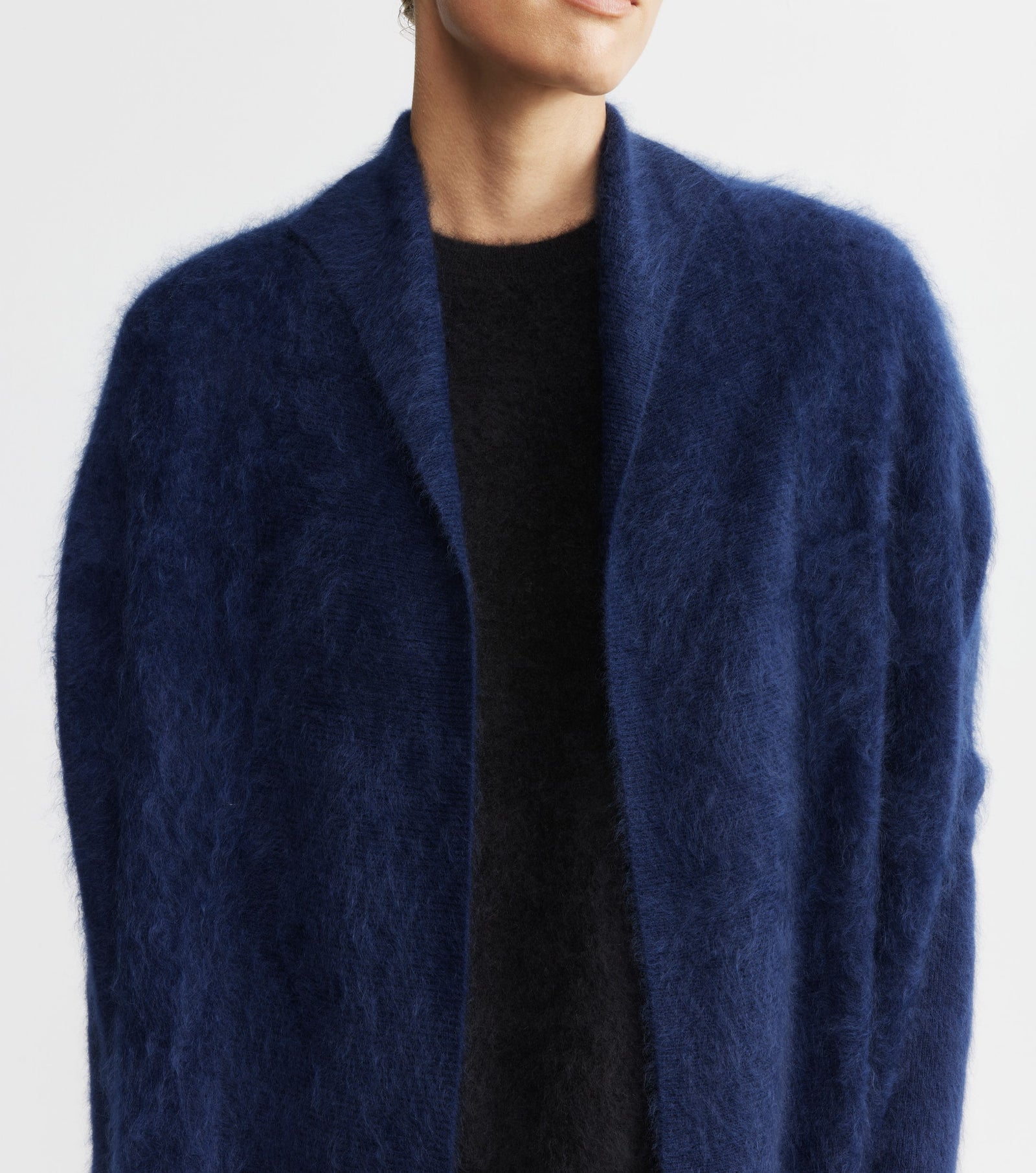 Brushed Cashmere Coatigan - Navy