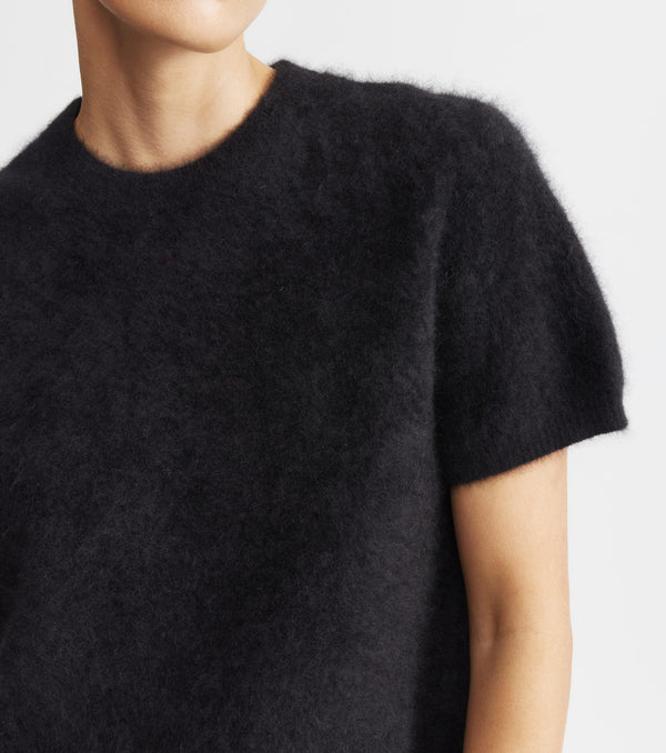 Brushed Cashmere Crew Tee - Black