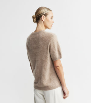 Brushed Cashmere Crew Tee - Walnut