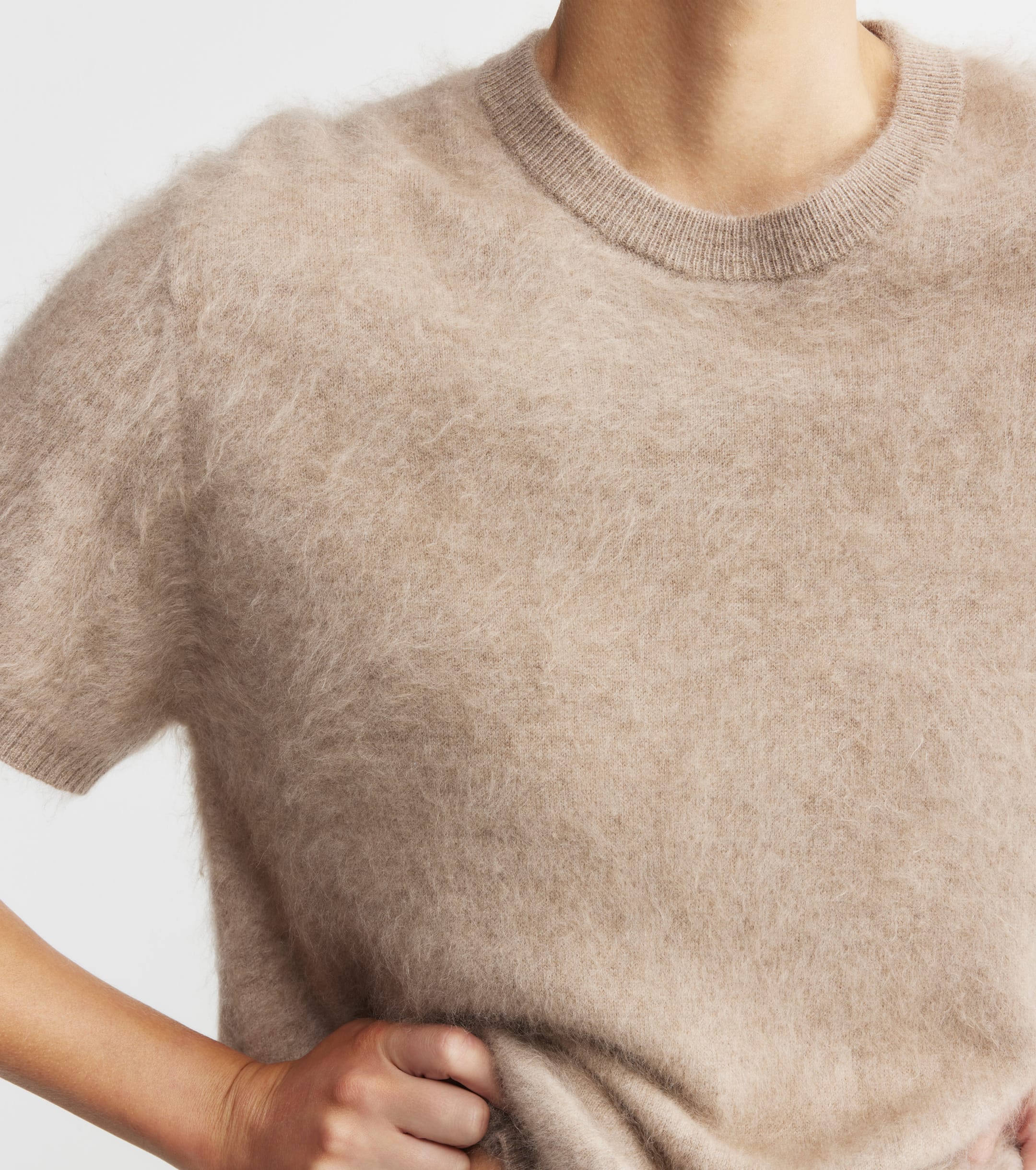 Brushed Cashmere Crew Tee - Walnut