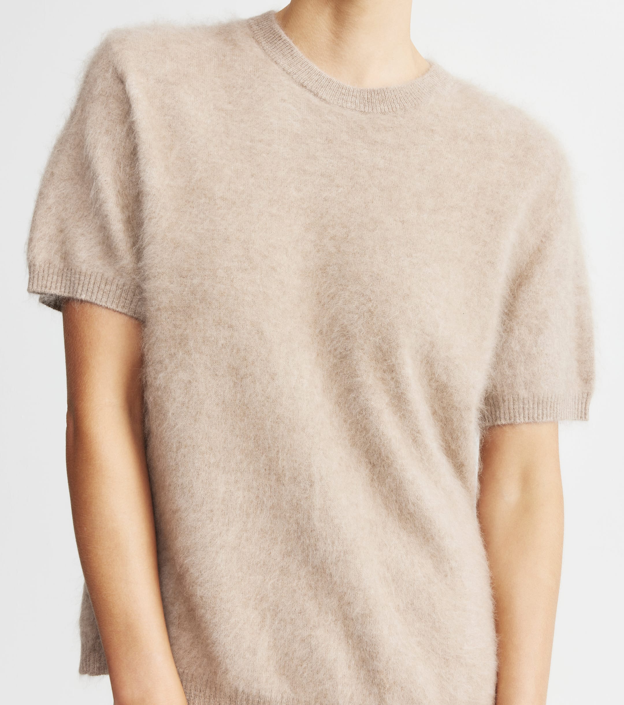 Brushed Cashmere Crew Tee - Walnut