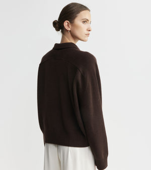 Cashmere Button Polo - Cacao