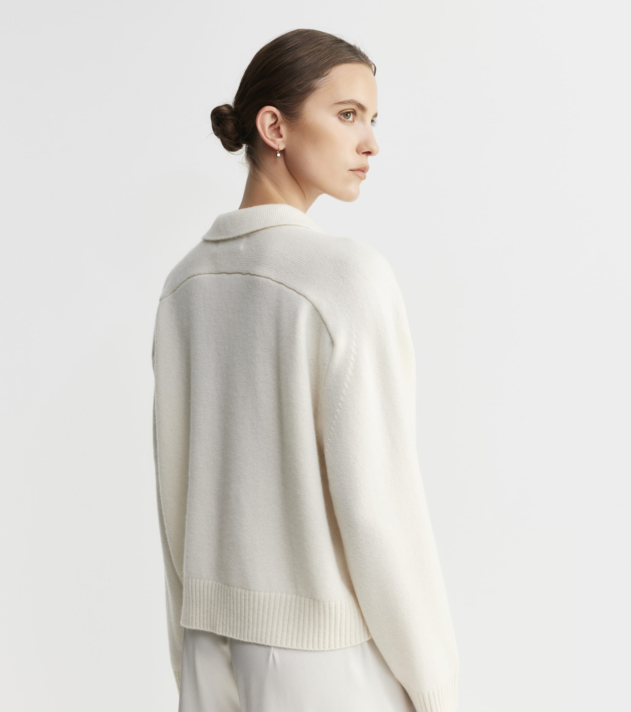 Cashmere Button Polo - Cream