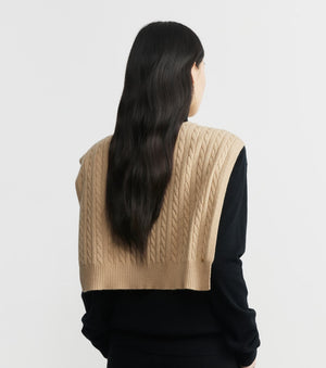 Cashmere Cable Sweater Scarf - Camel