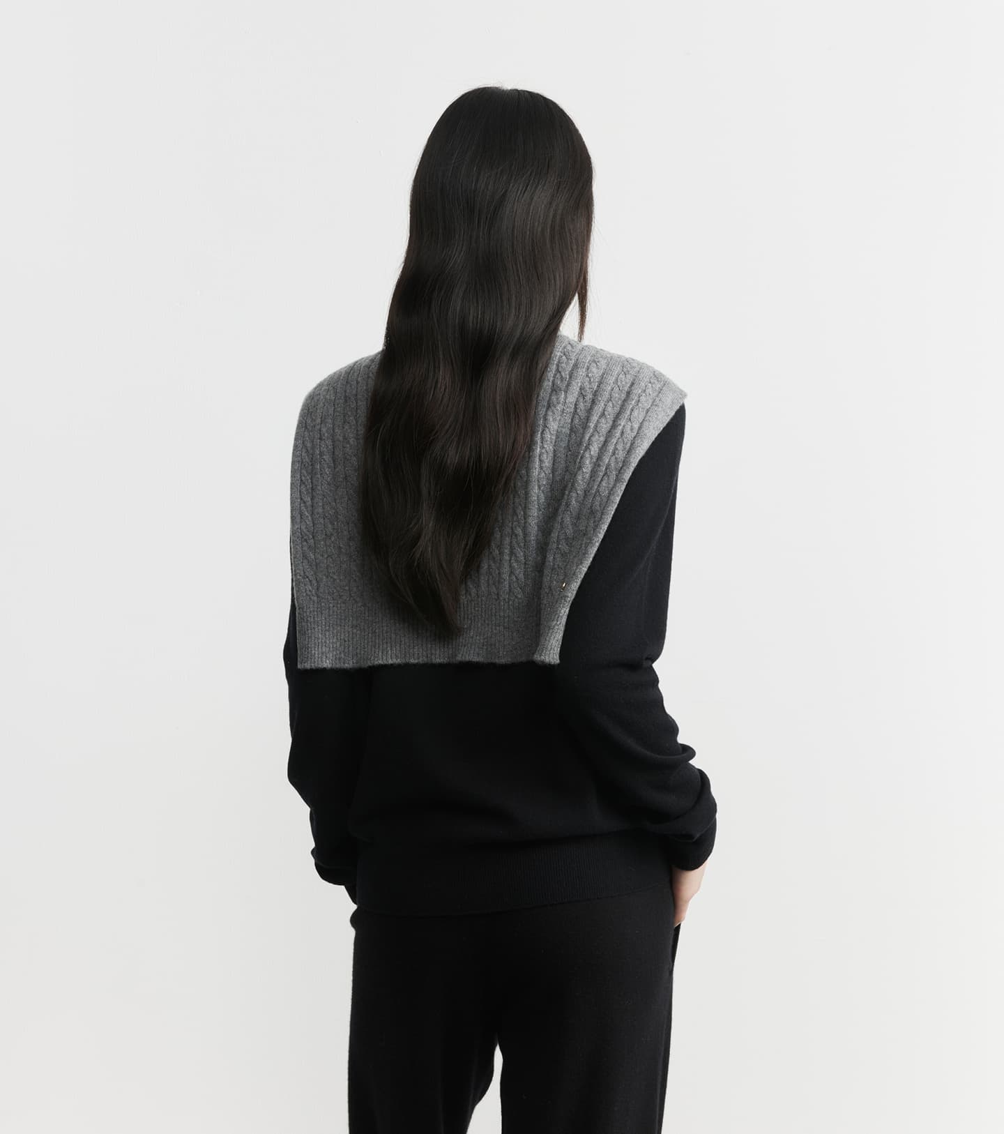 Cashmere Cable Sweater Scarf - Graphite