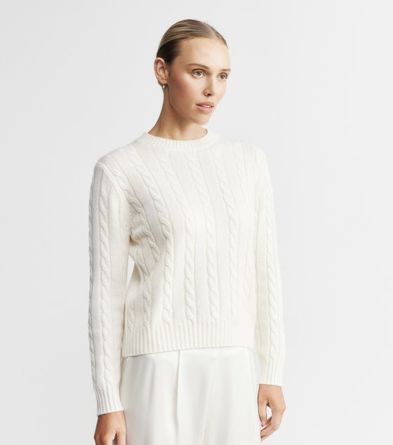 Cashmere Cable Crew - Cream