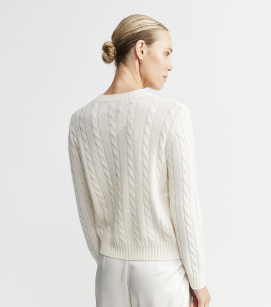 Cashmere Cable Crew - Cream