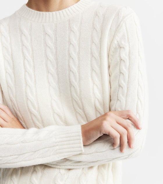 Cashmere Cable Crew - Cream