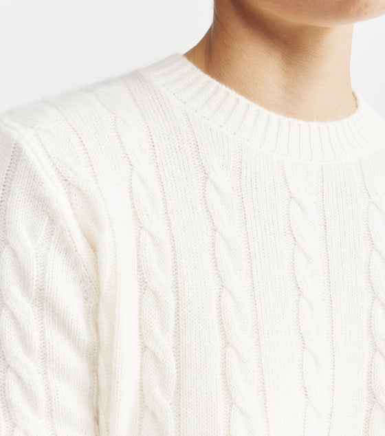 Cashmere Cable Crew - Cream