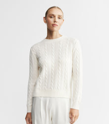  Cashmere Cable Crew - Cream