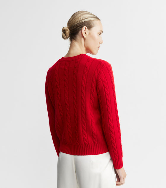 Cashmere Cable Crew - Red