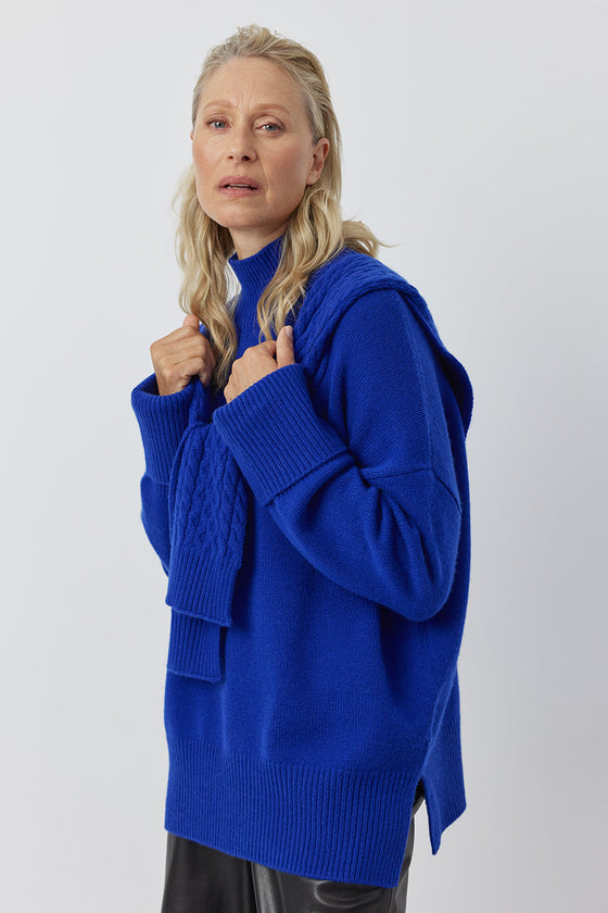 Luxe Cashmere Mock Sweater - Cobalt