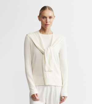 Cashmere Cable Sweater Scarf - Cream