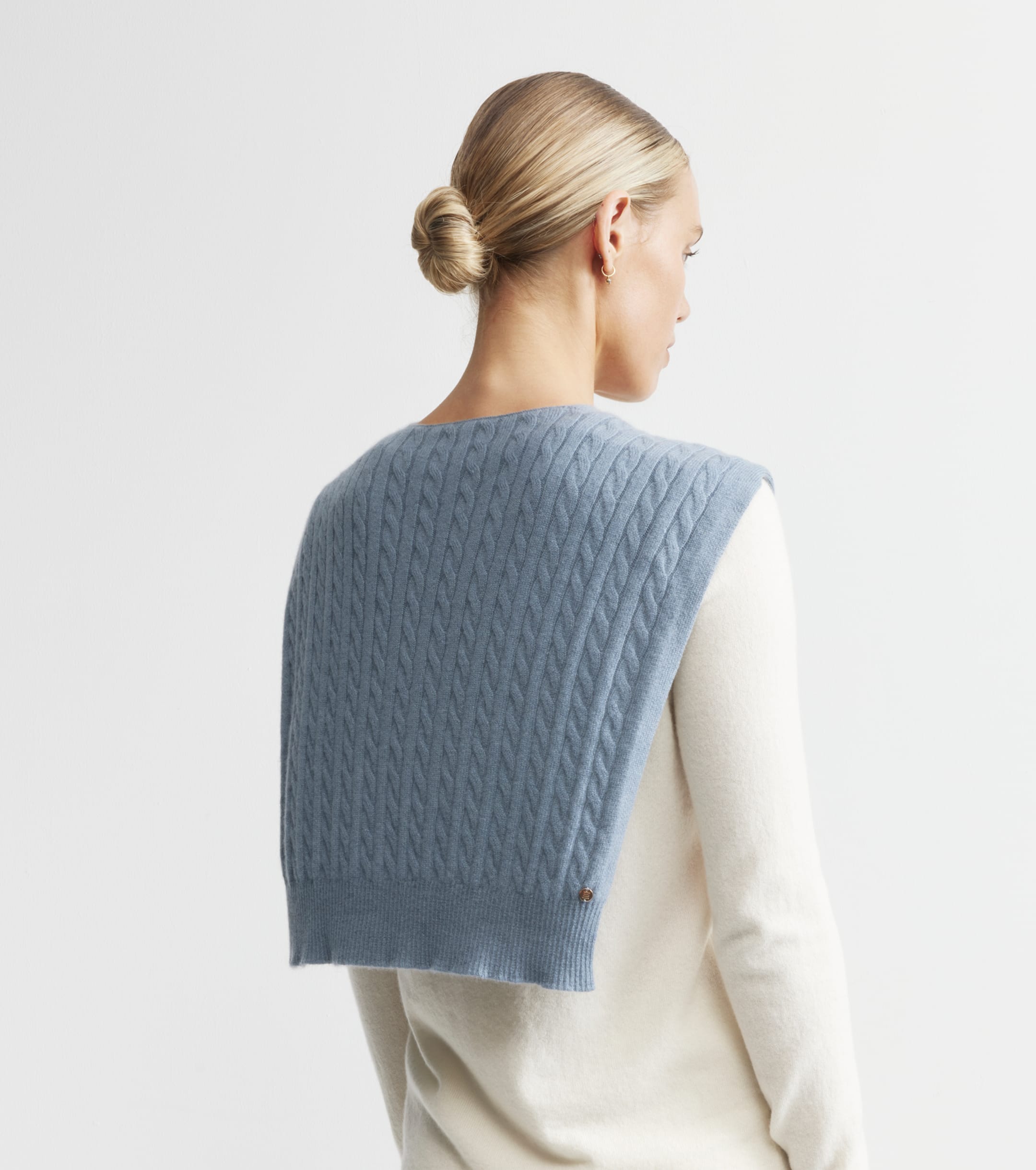Cashmere Cable Sweater Scarf - Steel Blue