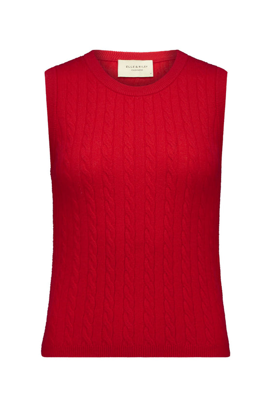 Cashmere Cable Tank - Red