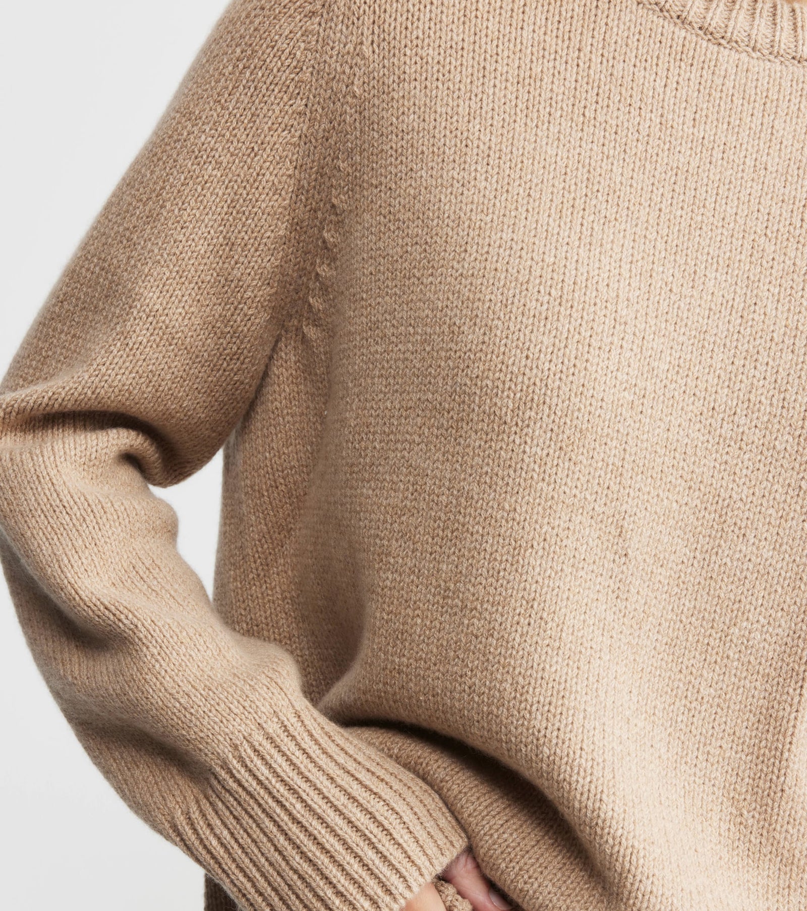 Luxe Cashmere Saddle Crew Sweater - Camel