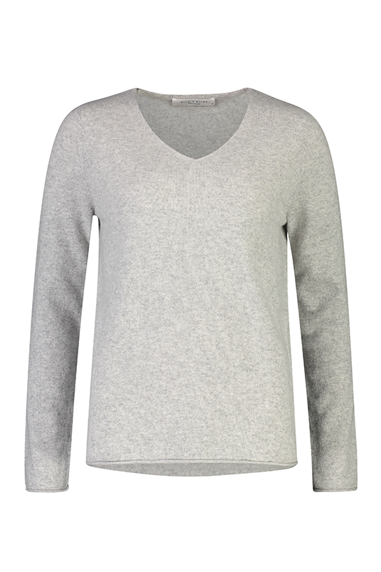 Essential Cashmere V Sweater - Grey Melange