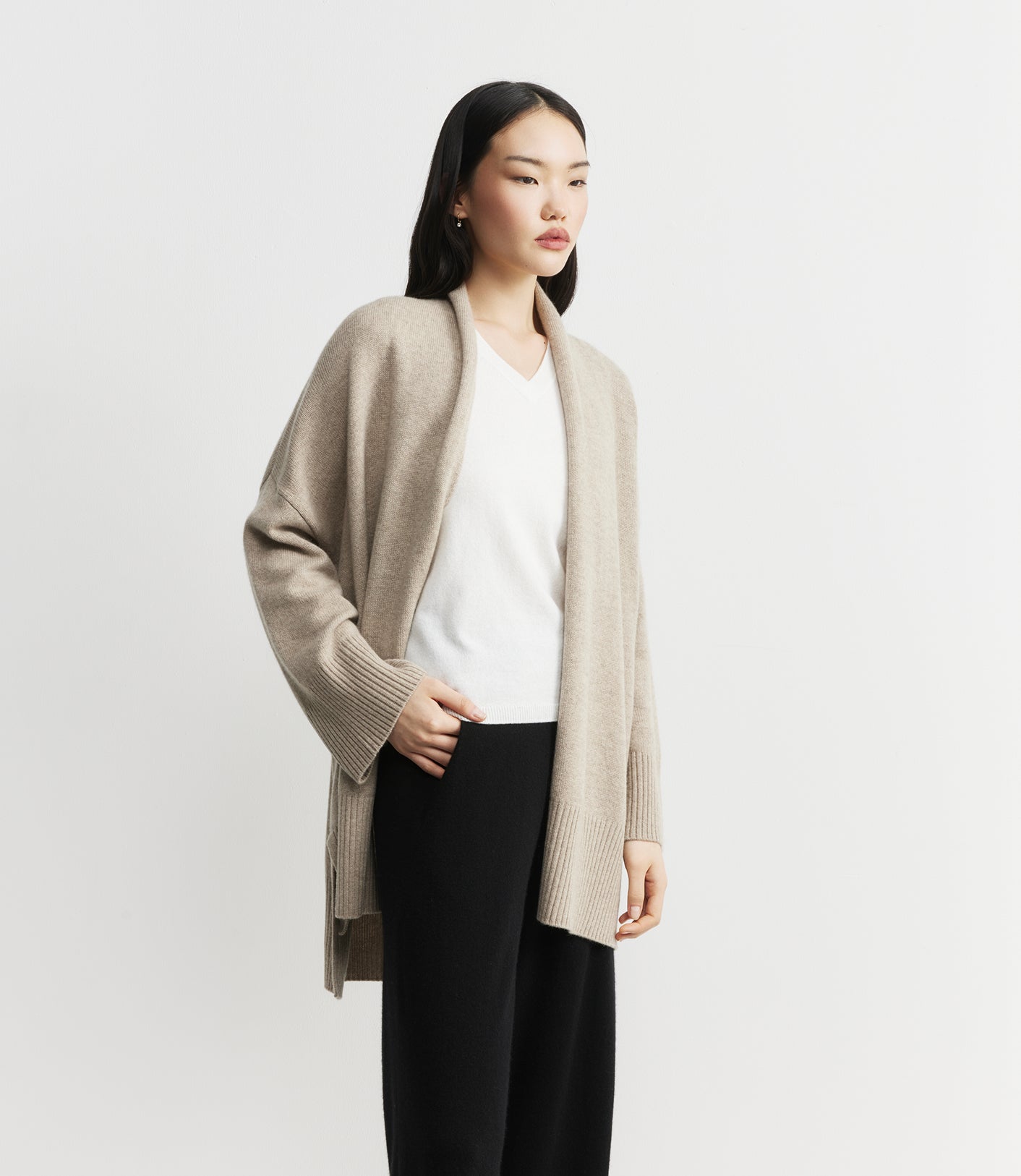 Cashmere Open Cardigan - Birch