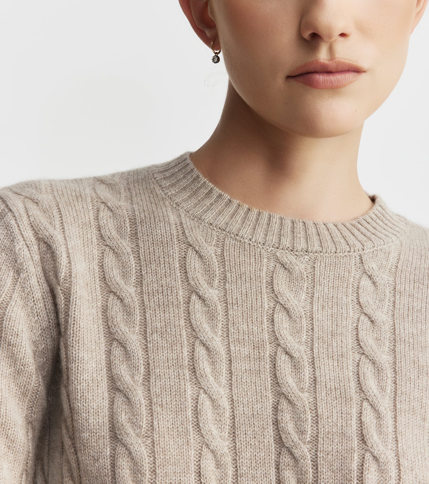 Cashmere Cable Crew Sweater - Birch
