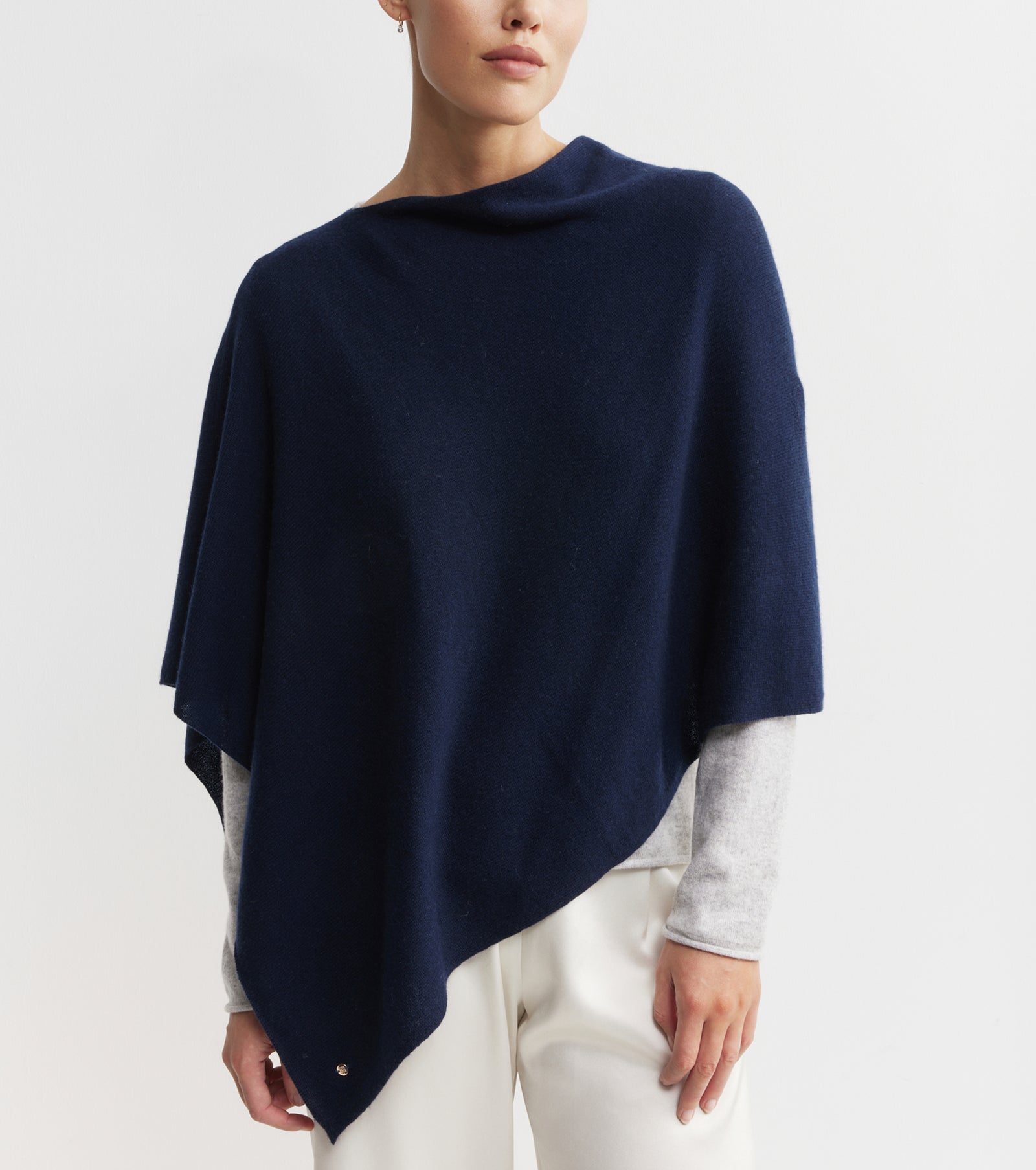 Cashmere Poncho - Navy